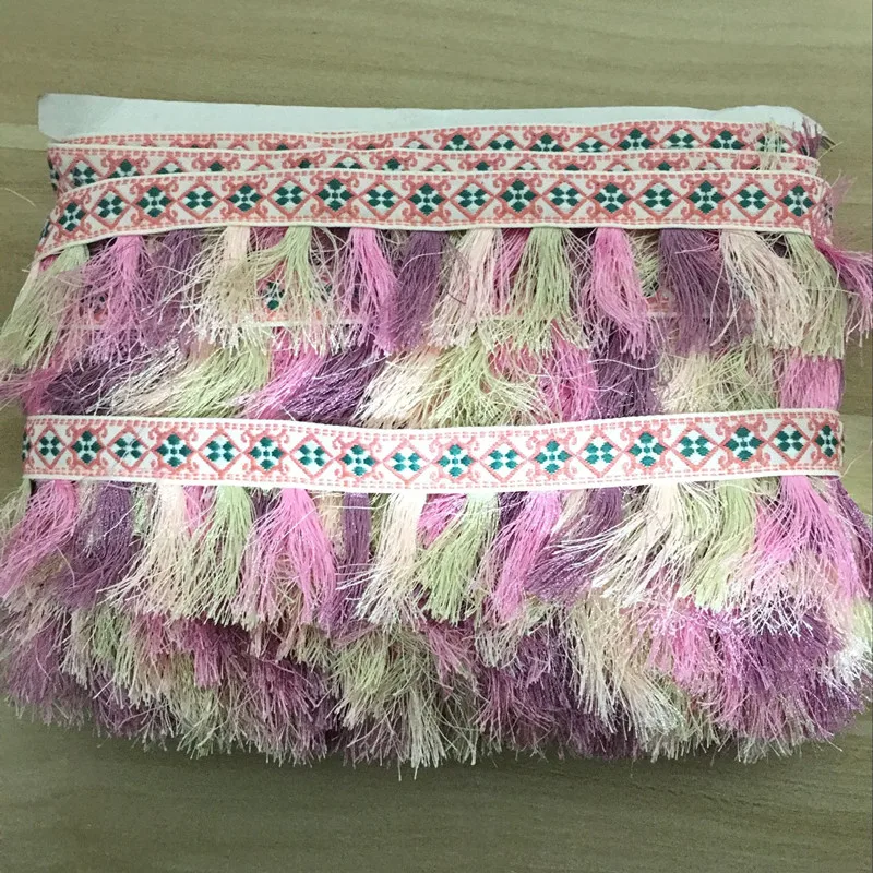 1Yard Bohemian Embroidered Tassel Lace Trim Jacquard Braid Colorful Ribbons Handmade Clothes Sewing Accessories | Дом и сад
