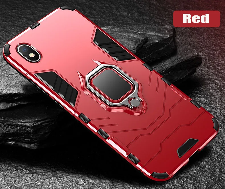 Red - Finger Ring Для Honor 8 S Чехол KSE-LX9 5,71 противоударный чехол для телефона huawei Honor 8 S 8 S защитный чехол задняя крышка Coque Etui - Цвет: Red - Finger Ring
