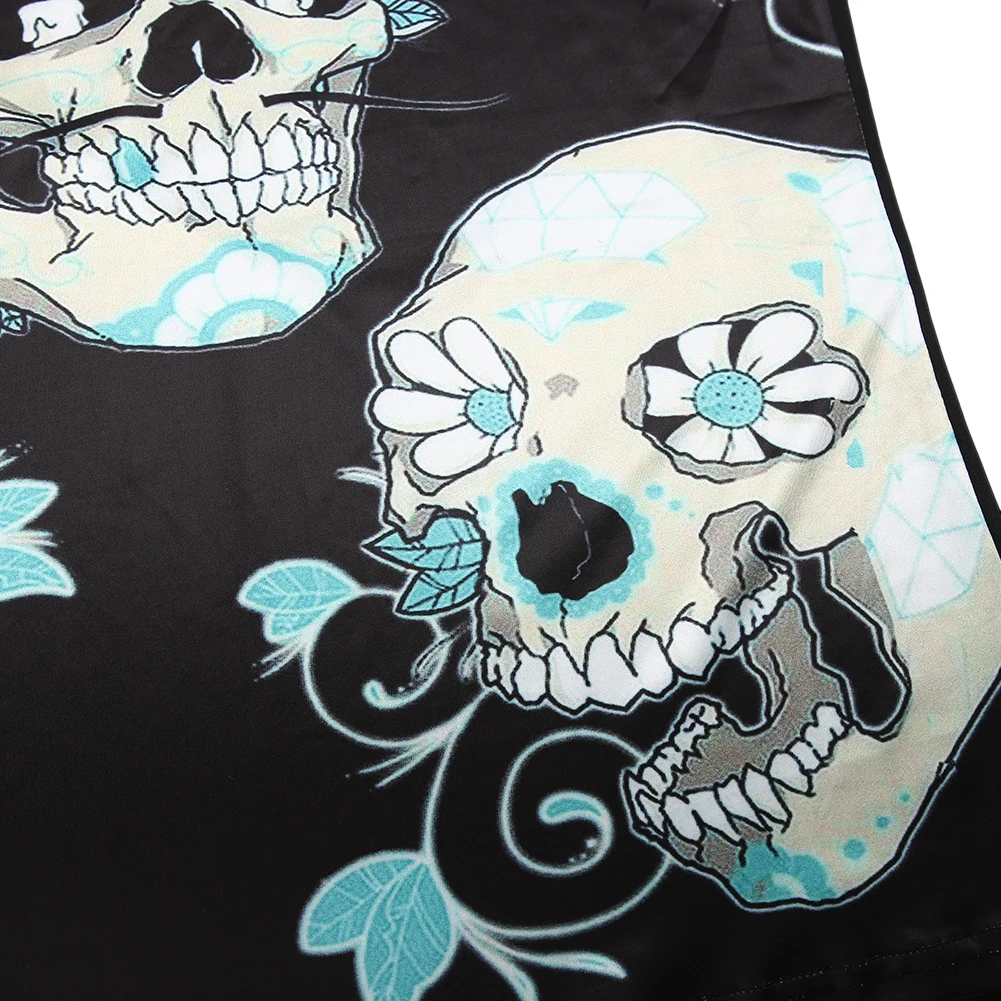 Лук Спагетти майка с лямками для Для женщин 3D череп печати панк Футболка короткий