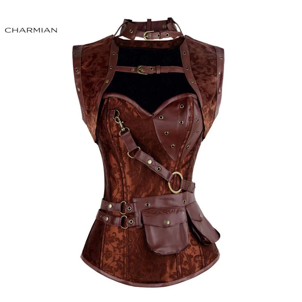 Корсет Charmian Женский в стиле ретро готический стимпанк со стальными костями