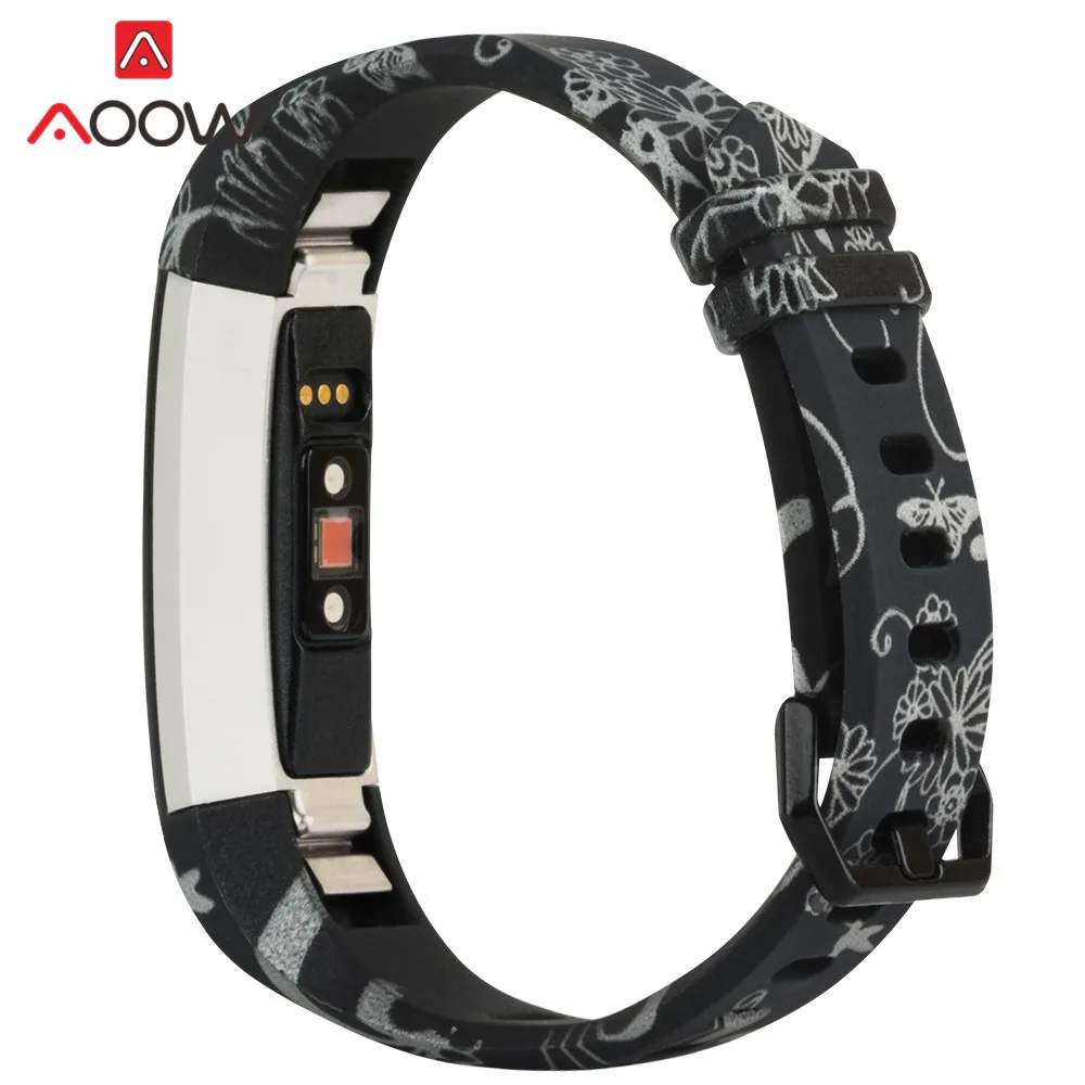 Мягкий силиконовый спортивный ремешок для часов для Fitbit Alta/Alta hr/ACE Смарт часы с рисунком Печать Водонепроницаемый замена Браслет ремешок