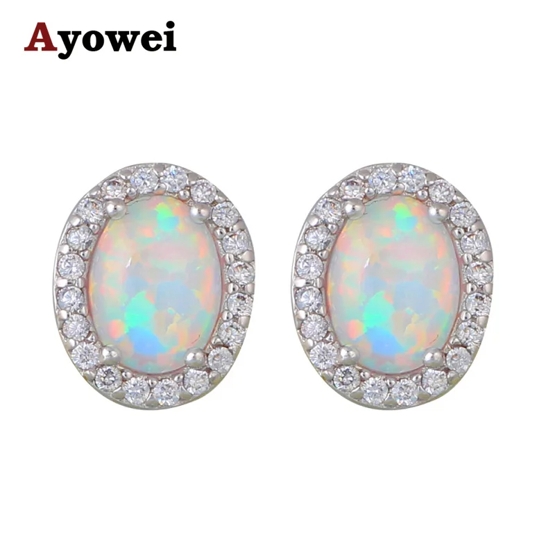New Fashion Wholesale &amp Retail White Fire Opal Jewelry Shining Zirconia Stud Earrings for Women Party OE586A | Украшения и