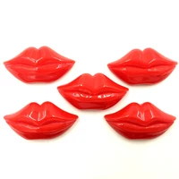 5pcs bag ornament dome seals cameos cabochons red fashion resin lips shape crafts findings 41x21mm