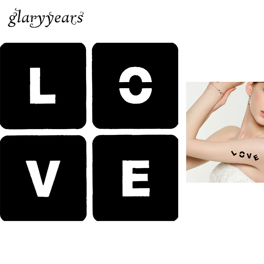 Трафарет для татуажа хны черная пустая трафаретная краска с дизайном любви