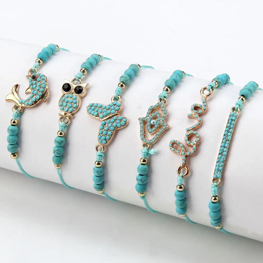 12 шт./компл. Винтажные бусины из лавы бирюзовые натурального камня плетеные