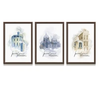 watercolor building islamic architecture nordic posters and prints wall art canvas painting wall pictures for living room decor