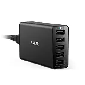 Anker 40 Вт 5-Порты и разъёмы USB Wall Зарядное устройство, мощность Порты и разъёмы 5 для iPhone, iPad Pro/Air, Galaxy S9/S8/Edge/Plus, Note 8/7, Nexus htc LG и многое другое