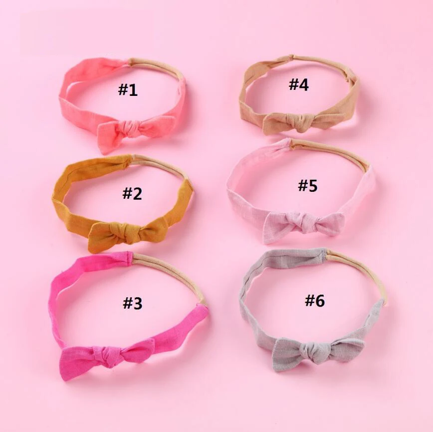 

24Pcs/lot Handmade Cotton Fabric Hair Bow With Nylon Girl Headband Girls Top Knotted Bow Headbands DIY Hairclip Hair Accessories