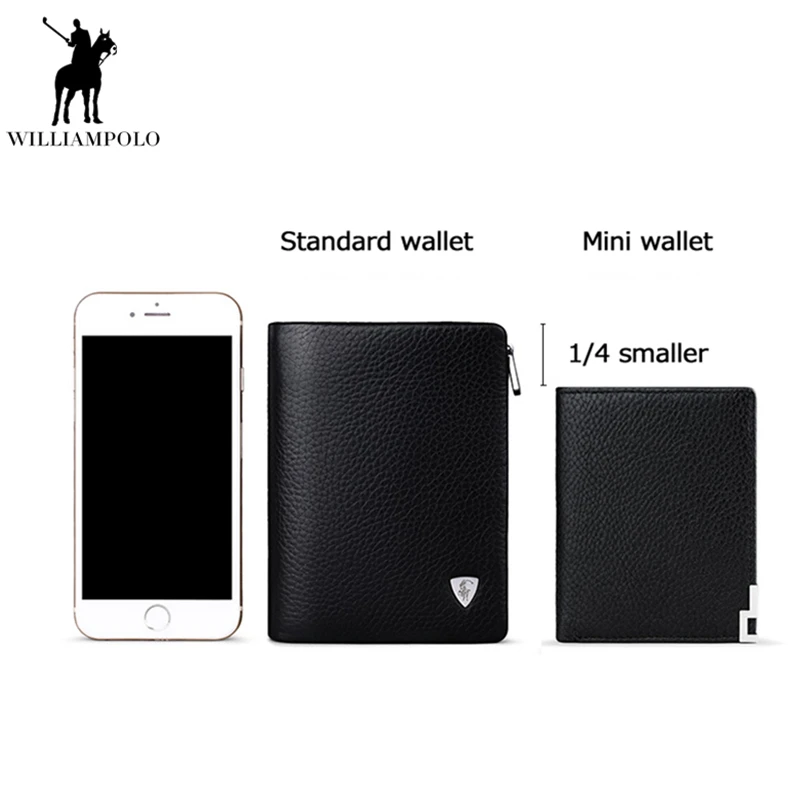 Williampolo Ultra Thin Mini Design 100% Genuine Leather Wallet Male Credit Card Holders Men Coin Purse PL189 | Багаж и сумки