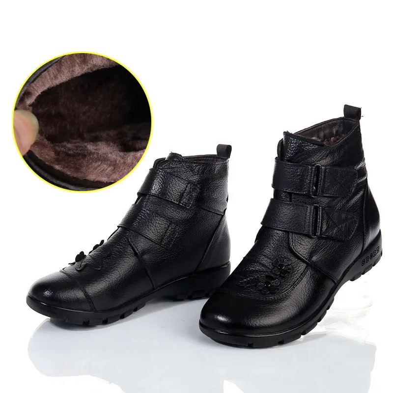 Женские ботинки из натуральной кожи на плоской подошве Размеры 35 43|shoes snow boots|shoe