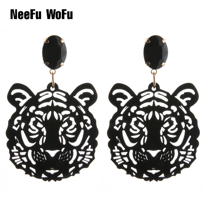 Новые висячие серьги NeeFu WoFu с головой тигра большие из смолы длинные аксессуары
