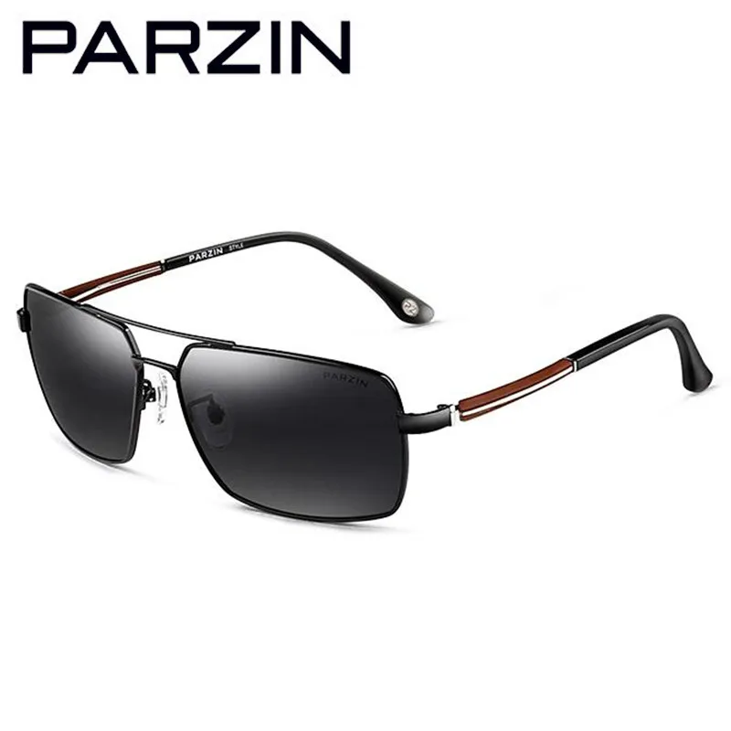 PARZIN поляризованные мужские солнцезащитные очки прямоугольные модные с Чехол