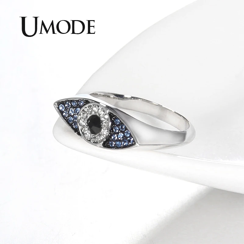 UMODE Новая мода синий Злой Глаз женские кольца из розового золота для пальцев камень Kpop кольцо Женские ювелирные аксессуары UR0500