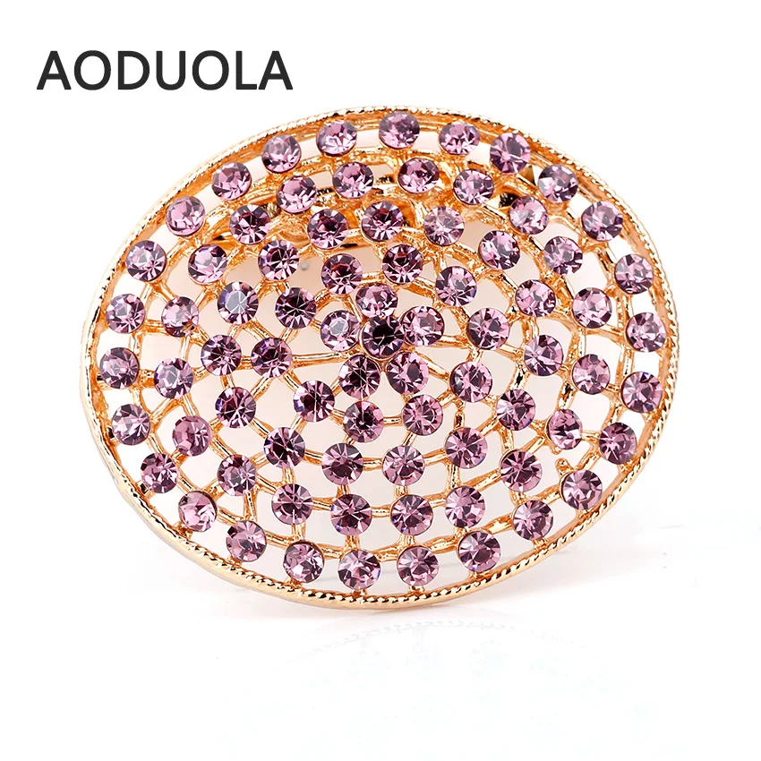 Женская круглая Брошь Стразы свадебная брошь с цветными стразами | Украшения и