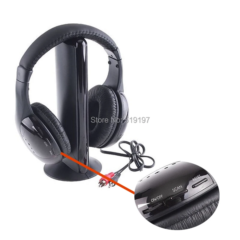 5 в 1 HIFI беспроводные наушники гарнитура беспроводной монитор FM-радио для MP4 ПК ТВ