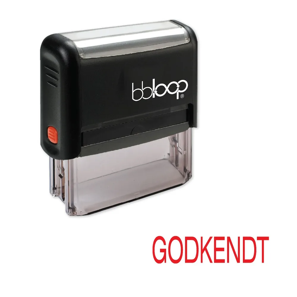

Самозаполняющийся штамп BBloop с датским языком «GODKENDT», прямоугольный, лазерная гравировка, красный
