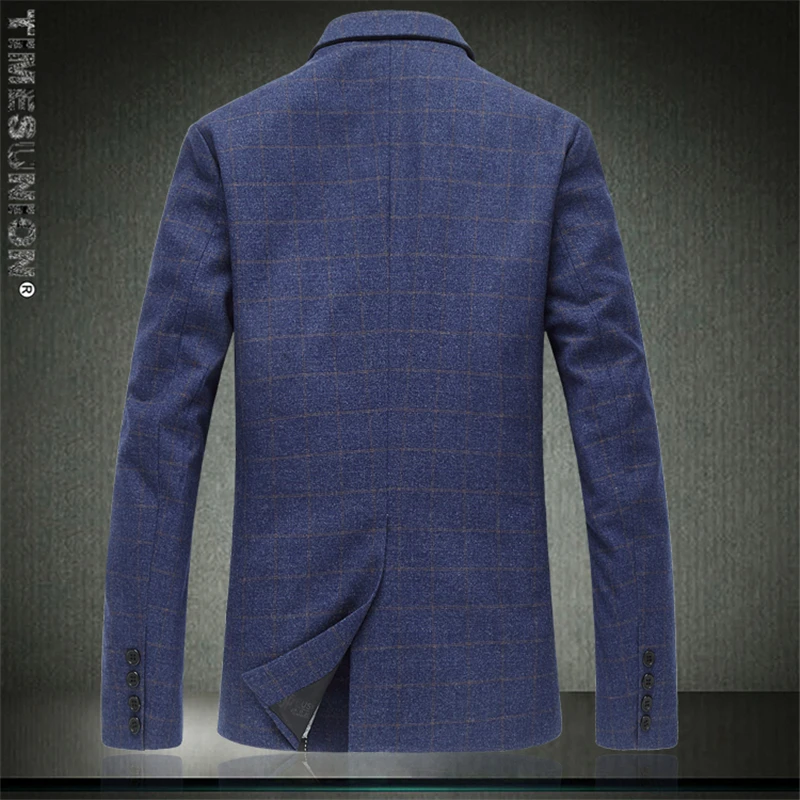 Мужские Клетчатый Блейзер хлопок смешанные повседневное пальто Slim Fit мужской