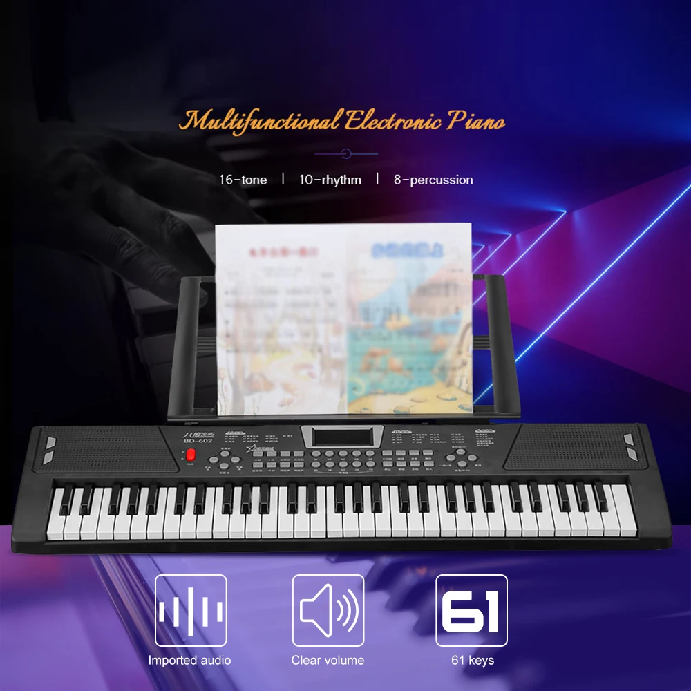 BD MUSIC 602 многофункциональное электронное пианино 16 tone 10 rhythm Musical Toy 61 Keys|Пианино| |