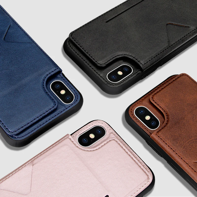 Кожаный чехол-бумажник для iPhone X XS 7 8 Plus роскошный силиконовый чехол-подставка с
