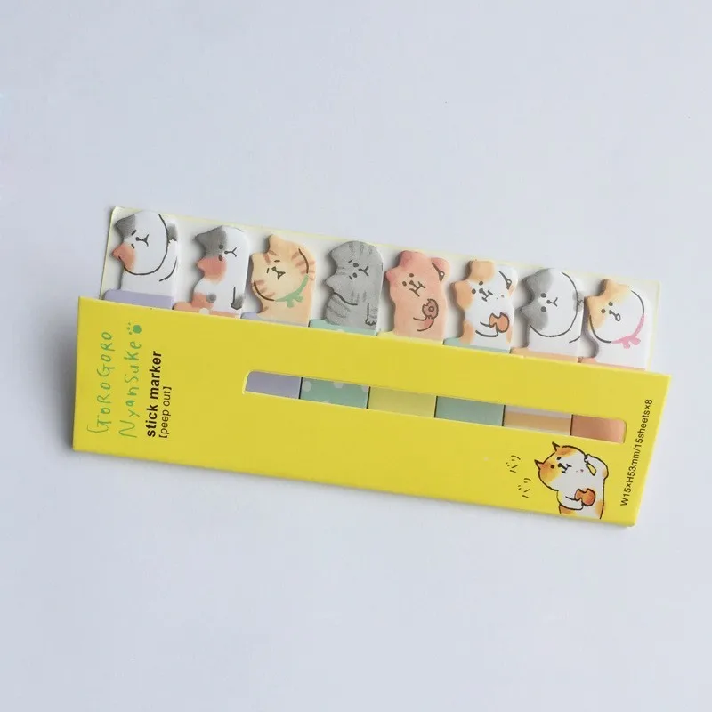 1 Милые коты Липкие заметки Kawaii Канцелярские блокноты закладки для школьных учебников принадлежности планировщик наклейки Post It - Цвет: 1