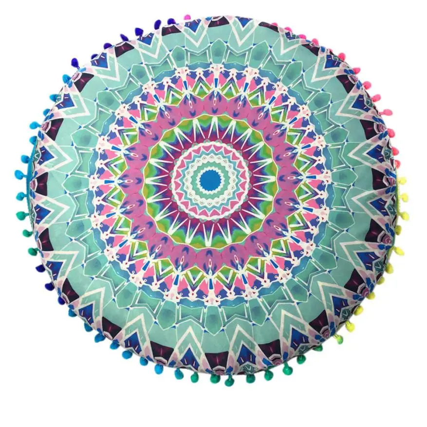 Индийская мандала круглые подушки напольные богемные чехол L528|cushion cover|bohemian