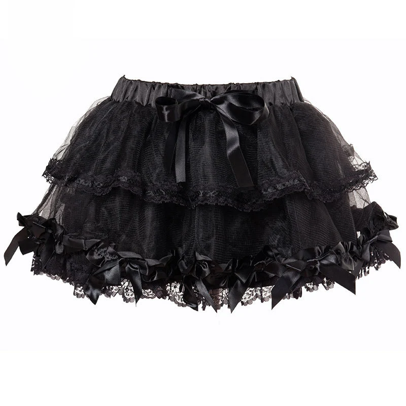 Двухслойная черная фатиновая мини юбки с бантом пикантная Клубная одежда юбка