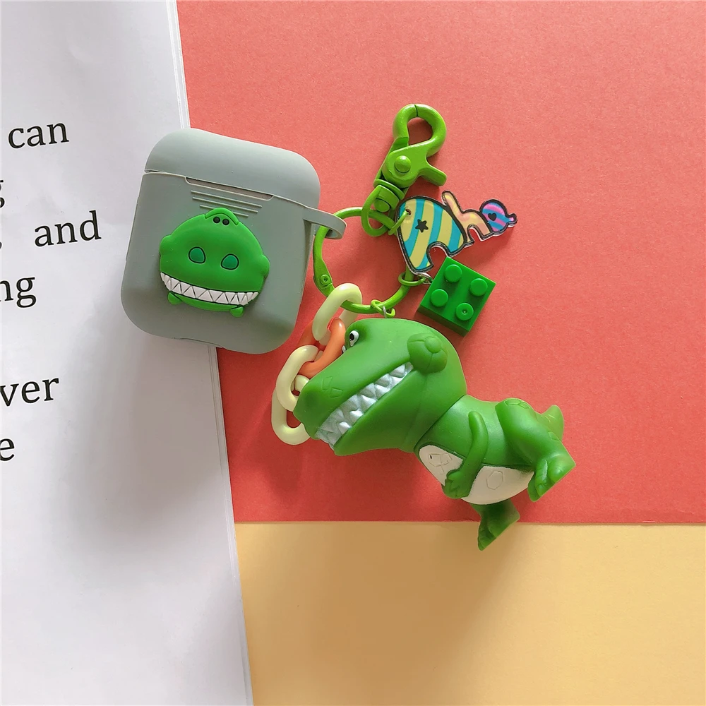 Cute Toy Story Rex Зеленый Динозавр Хэмм Свинья силиконовые чехлы для Apple Bluetooth наушники Airpods Чехол Air Pods 2 Acessorios