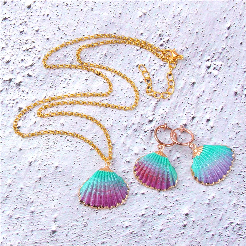 Ювелирные изделия из раковин набор женские серьги + ожерелье летние праздничные