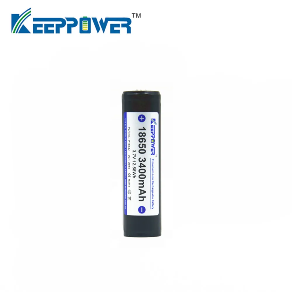 1 шт. KeepPower 3400mAh 18650 батареи Защищенные Литий-ионная аккумуляторная батарея 3 7 V P1834J