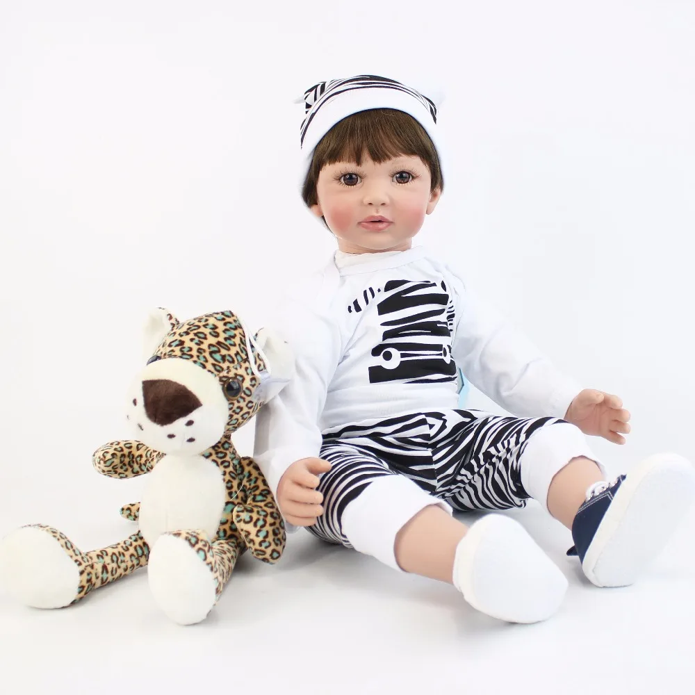 60 см, большой размер, силиконовая виниловая Кукла Reborn baby boy, игрушка для девочки, Реалистичная, 24 дюйма, для малышей, младенцев, Alive Bebe, подарок на день рождения