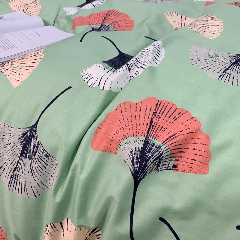 Комплект постельного белья Ginkgo leaf fan из чистого хлопка набор Queen King Size простыня с