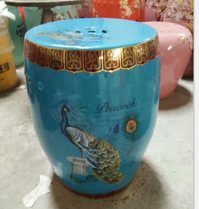 Фарфоровые садовые табуреты для одежды новый дизайн с китайским павлином |