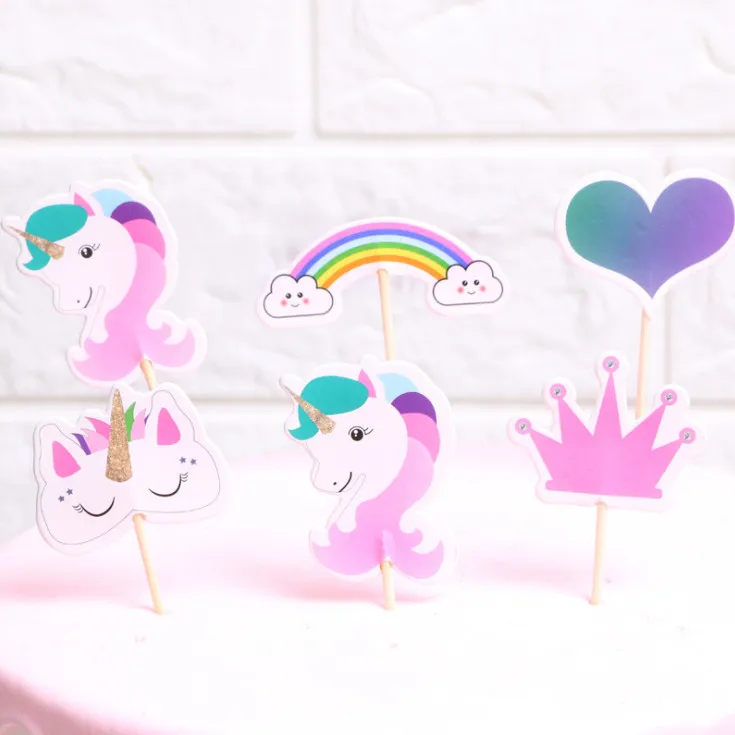 Unicorn 2 24 шт цветные фигурки для торта в виде маленькой лошади, единорога, фигурки для торта, украшения для торта на свадьбу, день рождения, вечеринку, украшения для торта, принадлежности для тематической вечеринки в виде единорога - Цвет: Unicorn 2