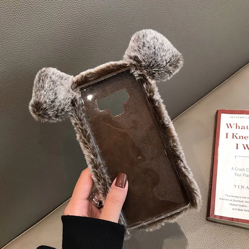 Плюшевый чехол для Samsung Galaxy Note 9 8 5 4 3 S9 S8 Plus S7 S6 Edge S5 S4 мягкий пушистый с объемными