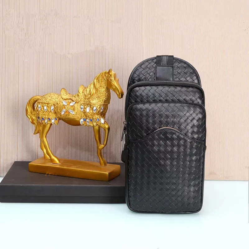 W16H34D6cm Kaisiludi кожаная плетеная Мужская нагрудная сумка, мужская сумка на одно плечо, сумка на груди, модная Наклонная Сумка - Цвет: W16H34D6cm