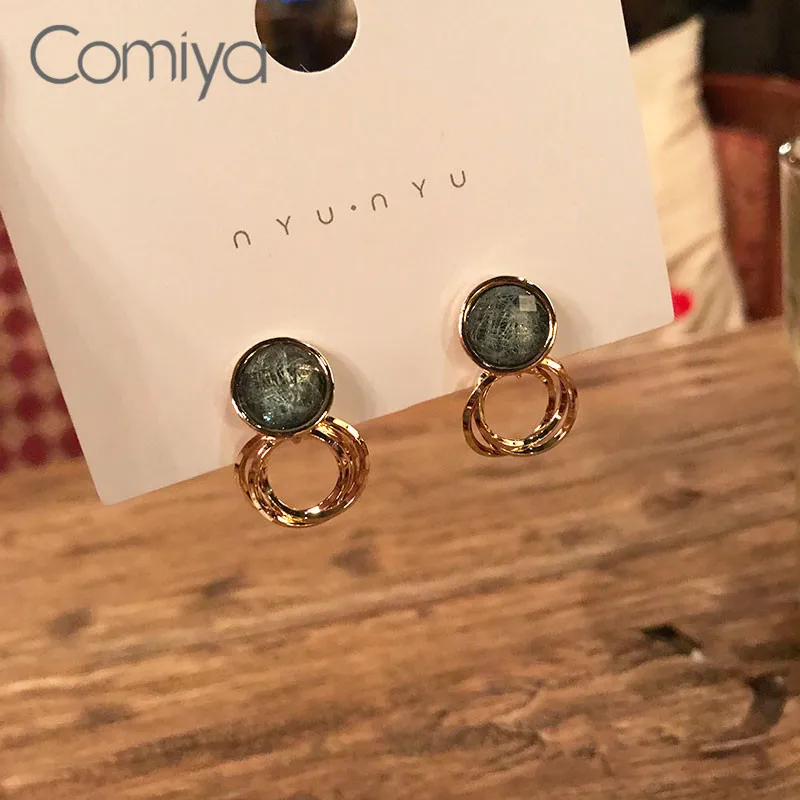 Женские серьги подвески Comiya золотистые из цинкового сплава простые эффектные