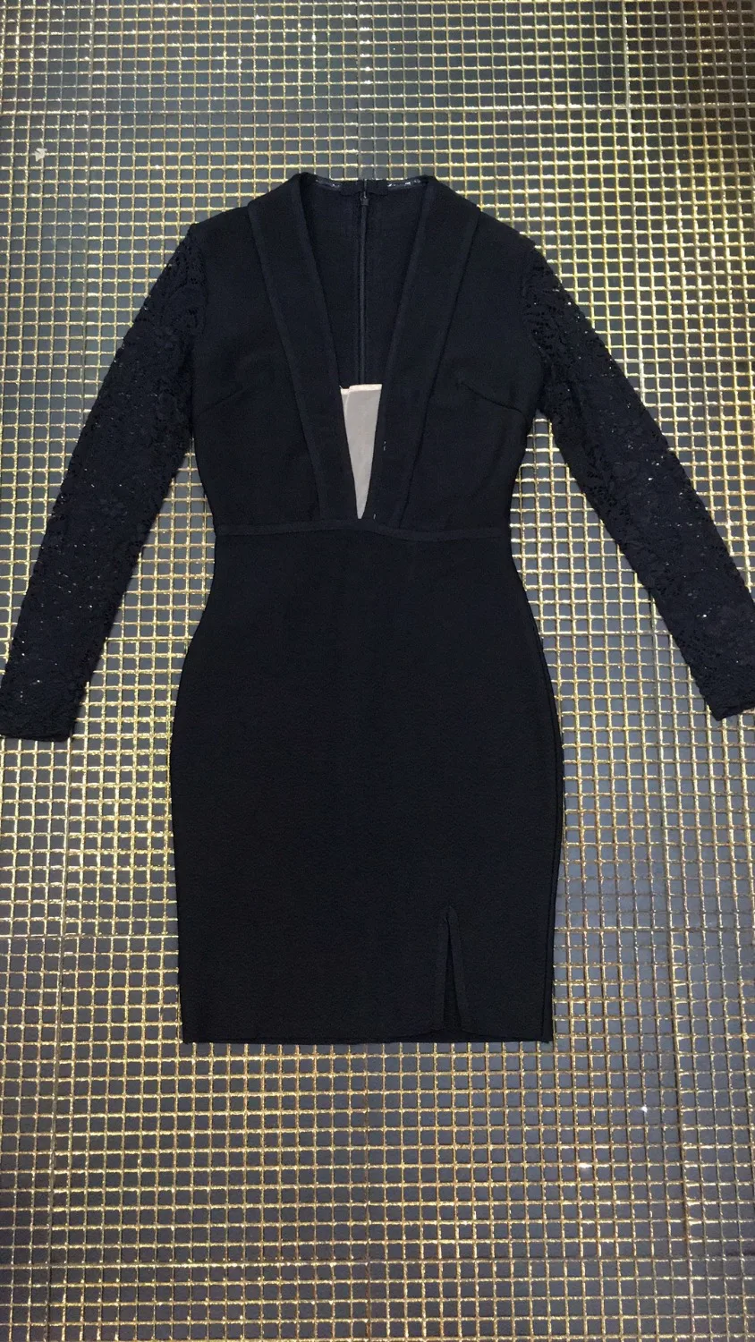 Fashion New Style Night Club Party Deep V-neck Lace Full Cool Slit Bandage Dress Sexy Women Celebrity Body Con Dresses Wholesale | Женская