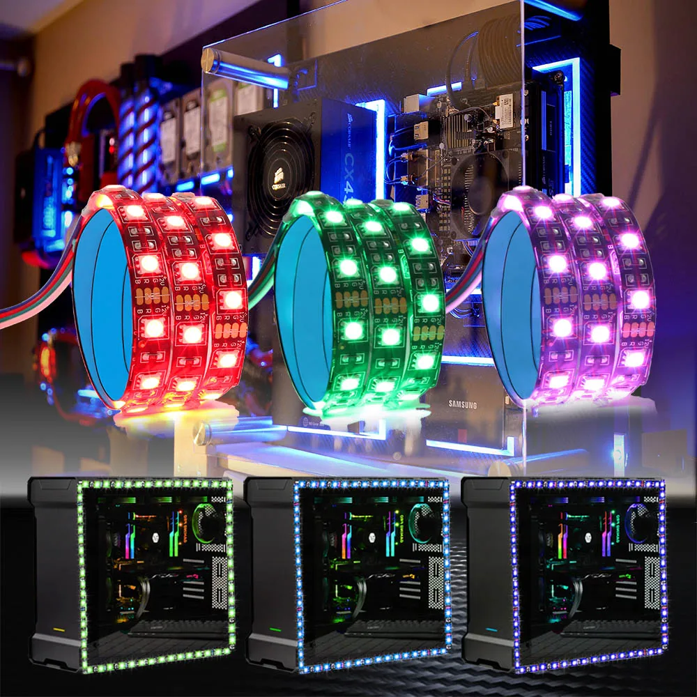 5050 12 В RGB Светодиодная лента для компьютерный корпус ПК украшение с SATA 17Key RF пульт