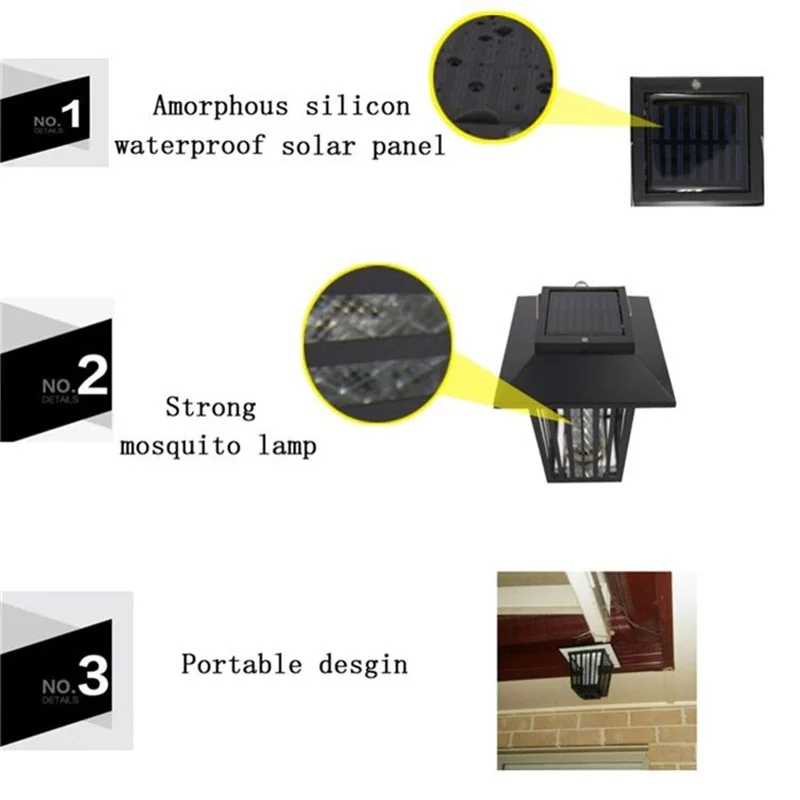 Солнечный садовый светильник против комаров насекомых вредителей мухобойка