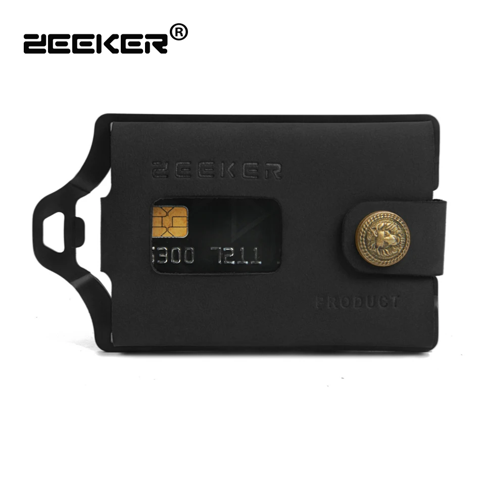 

ZEEKER New Metal Rfid Blocking Card Holder Credit Card Wallets Men's Wallets-Black