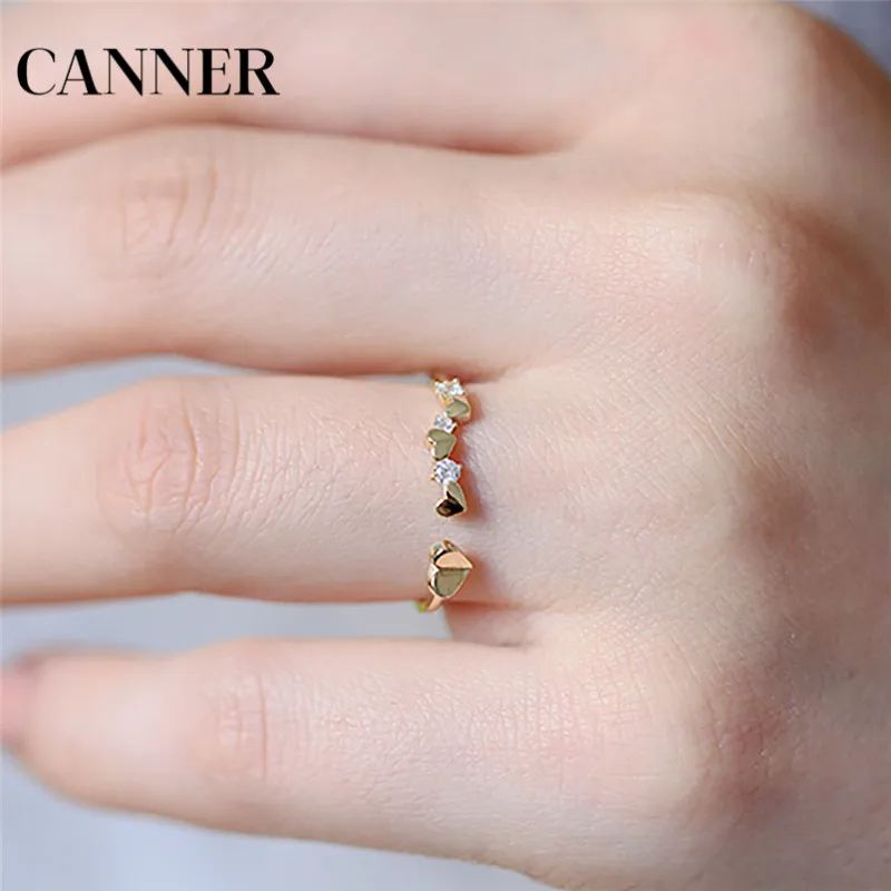 Женское Обручальное кольцо в форме сердца Canner обручальное с золотым кристаллом и