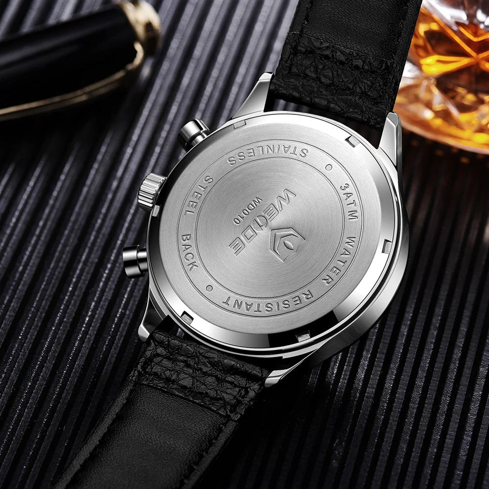 WEIDE мужской роскошный Повседневный бренд PU кожаный полосатый ремешок Аналоговый