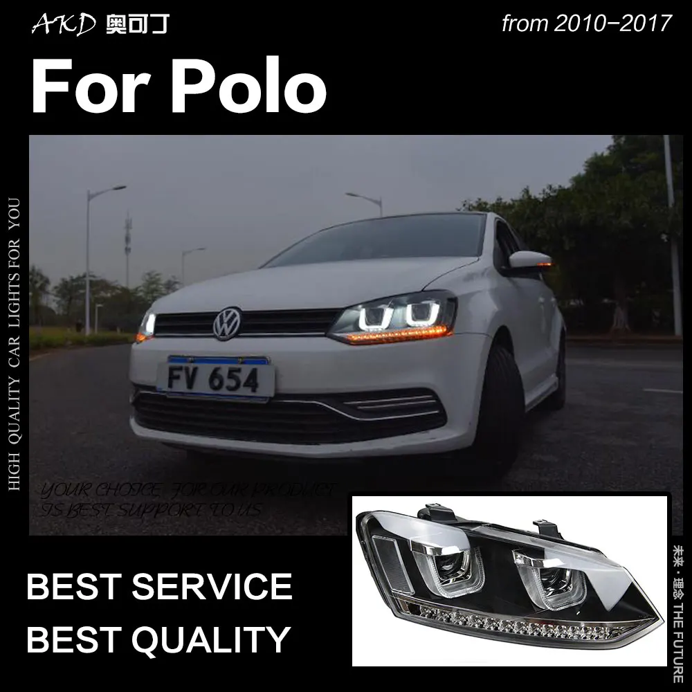 AKD автомобильный Стайлинг для VW Polo фары 2010- Polo светодиодный налобный фонарь светодиодный DRL Hid головной фонарь Ангел глаз биксеноновый луч аксессуары