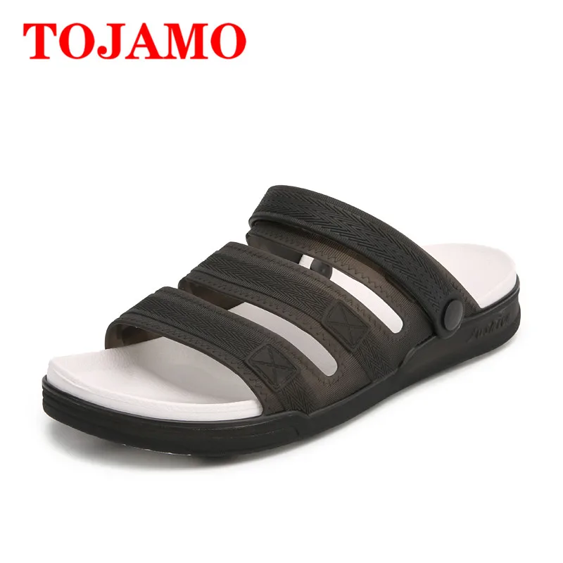 TOJAMO Летние удобные сандалии Для мужчин обувь мужские открытый пляжные шлепанцы