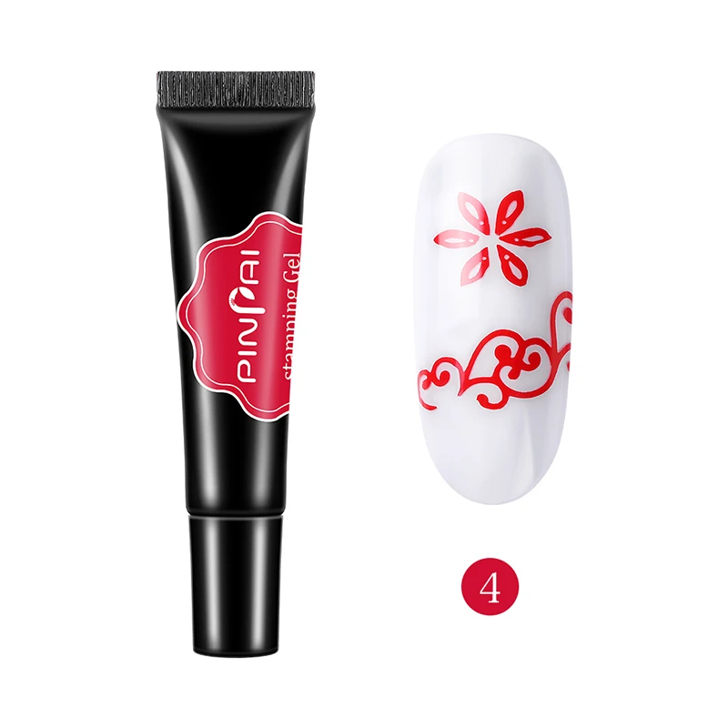 NO.4 Red Гель-лак для ногтей Pinpai, 8 мл, 8 цветов, печать с печатью, масло, УФ-лак для ногтей, лак для ногтей, тиснение, узор - Цвет: NO.4 Red