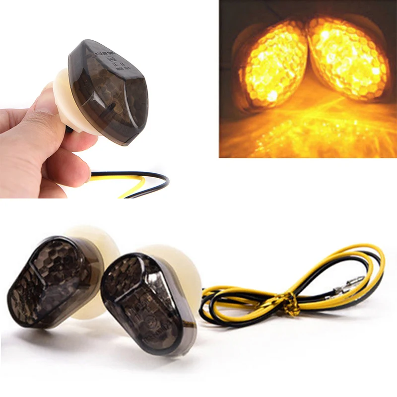 

JX-LCLYL 2pcs Motorcycle Smoke Flush Mount LED Turn Signal Light Blinker For Yamaha