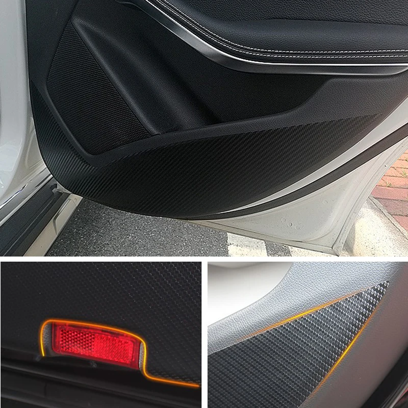 Автомобильная дверь анти Kick Pad защитный коврик из углеродного волокна наклейки