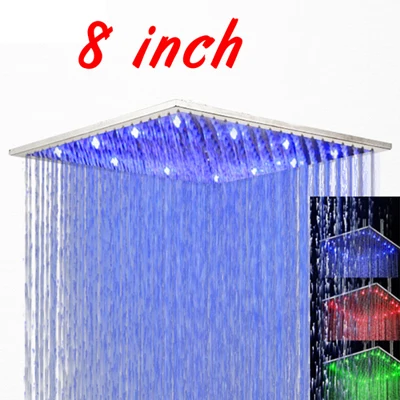 8 Inch with LED Хромированная полированная латунная душевая головка для ванной светодиодный смеситель для душа " 10" 1" 16" 20 дюймов душевая головка - Цвет: 8 Inch with LED