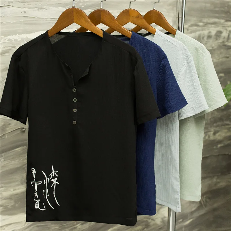 T Shirts Shorts Summer Brand Tshirt Men Light Breathable Casual Beach Set M-5XL linen T-shirt Suit Male Fashion men | Мужская одежда