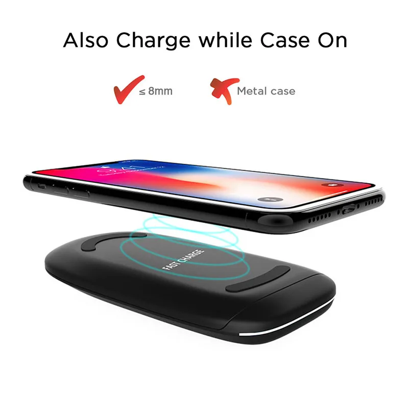 Беспроводное зарядное устройство Qi 10 Вт для iPhone X 8 Plus Samsung S8 S9 S7 S6 Edge регулируемая